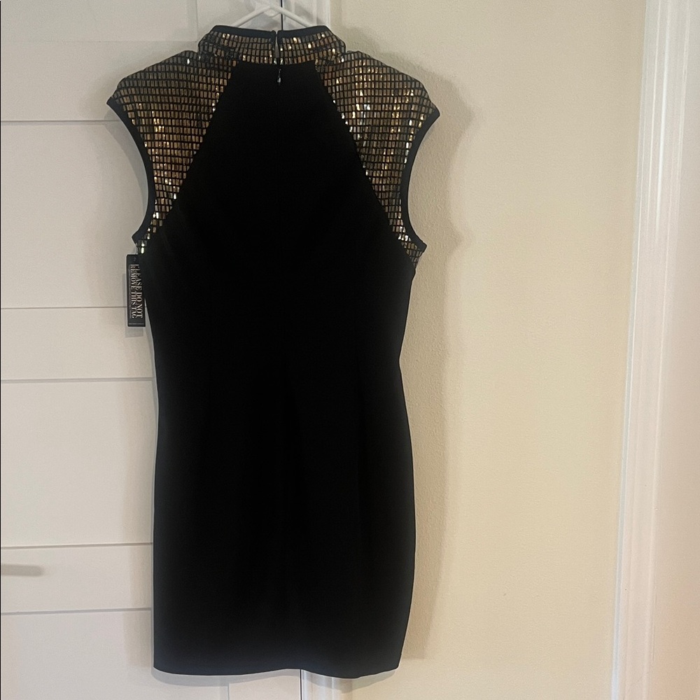 New York & Company Black and Gold Sequin Sleeveless Mini Dress Size Medium NWT - Picture 5 of 6